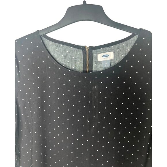 Old Navy Womens Black Polka Dot Dress With Back Zipper Detail Size Large - Picture 7 of 11